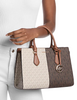 Michael Michael Kors Sheila Medium Two-Tone Metallic Signature Logo Satchel Brown
