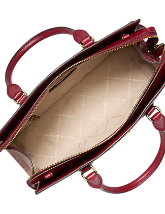 Michael Michael Kors Sheila Medium Two-Tone Metallic Signature Logo Satchel Cherry