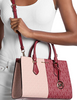 Michael Michael Kors Sheila Medium Two-Tone Metallic Signature Logo Satchel Cherry