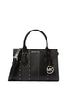 Michael Michael Kors Sheila Small Studded Patchwork and Signature Logo Satchel Black