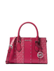 Michael Michael Kors Sheila Small Studded Patchwork and Signature Logo Satchel Dark Raspberry 