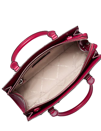 Michael Michael Kors Sheila Small Studded Patchwork and Signature Logo Satchel Dark Raspberry 
