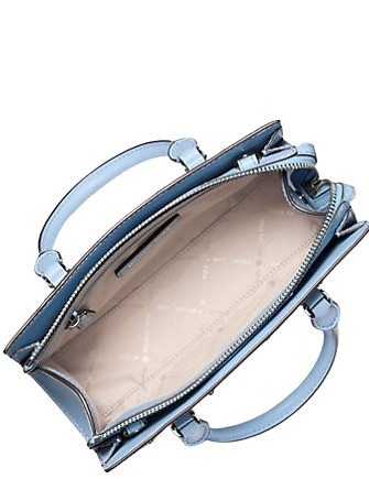 Michael Michael Kors Sheila Small Studded Patchwork and Signature Logo Satchel  Light Sky 