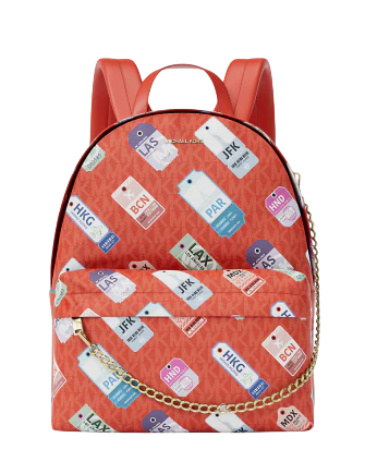 Michael Michael Kors Slater Medium Printed Signature Logo Backpack Dark Sangria 