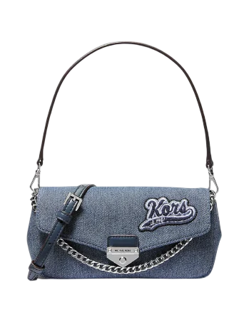 Michael Michael Kors Soho Small Embellished Denim Convertible Crossbody Bag Washed Denim