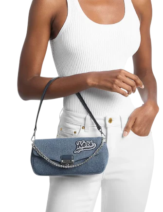 Michael Michael Kors Soho Small Embellished Denim Convertible Crossbody Bag Washed Denim