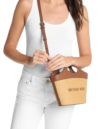 Michael Michael Kors Tatum Medium Woven Convertible Crossbody Bag Luggage