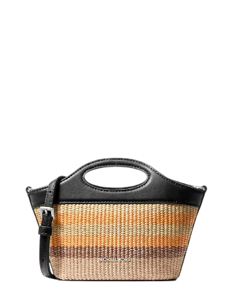Michael Michael Kors Tatum Small Striped Woven Crossbody Bag Black