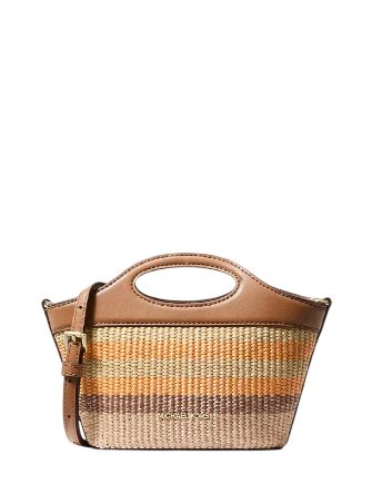 Michael Michael Kors Tatum Small Striped Woven Crossbody Bag Radiant Orange 