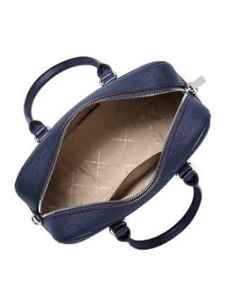 Michael Michael Kors Thompson Medium Pebbled Leather Satchel Navy