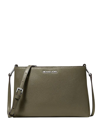 Michael Michael Kors Trisha Medium Pebbled Leather Crossbody Bag Olive