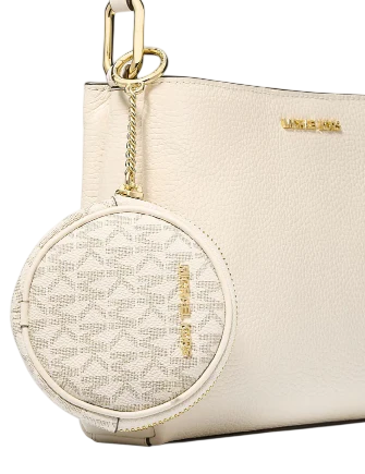 Michael Michael Kors Trisha Pebbled Leather Crossbody Bag With Pouch Light Cream 