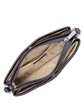 Michael Michael Kors Trisha Pebbled Leather Crossbody Bag With Pouch Navy