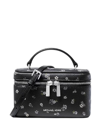 Michael Michael Kors Vivi Small Floral Printed Vanity Crossbody Bag Black