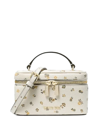 Michael Michael Kors Vivi Small Floral Printed Vanity Crossbody Bag Light Cream