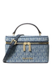 Michael Michael Kors Vivi Small Signature Logo Print Denim Vanity Crossbody Bag Light Vintage Blue Wash