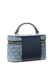 Michael Michael Kors Vivi Small Signature Logo Print Denim Vanity Crossbody Bag Light Vintage Blue Wash