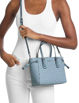 Michael Michael Kors Voyager Extra Small Signature Logo Tote Bag Denim