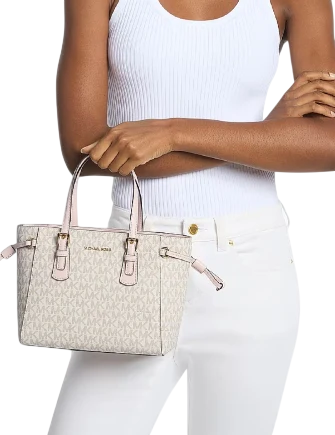 Michael Michael Kors Voyager Extra Small Signature Logo Tote Bag Powder Blush