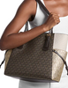 Michael Michael Kors Voyager Large Color-Block Metallic Signature Logo Tote Bag Brown