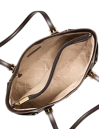 Michael Michael Kors Voyager Large Color-Block Metallic Signature Logo Tote Bag Brown