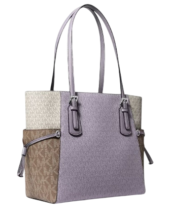 Michael Michael Kors Voyager Large Color-Block Signature Logo Tote Bag Lilac