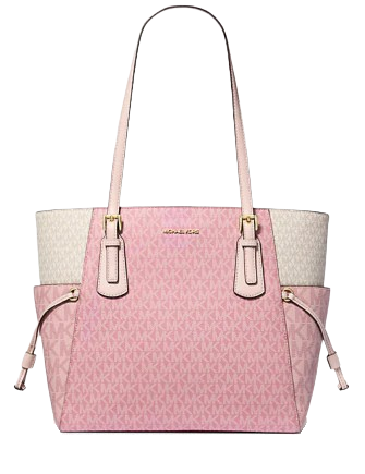 Michael Michael Kors Voyager Large Color-Block Signature Logo Tote Bag Powder Blush 