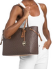 Michael Michael Kors Voyager Large Signature Logo Top-Zip Tote Bag Brown