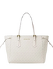 Michael Michael Kors Voyager Large Signature Logo Top-Zip Tote Bag Light Cream 