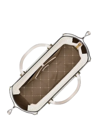 Michael Michael Kors Voyager Large Signature Logo Top-Zip Tote Bag Light Cream 