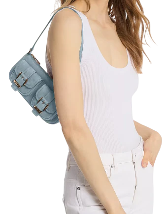 Michael Michael Kors Zoe Small Suede Convertible Pochette Chambray