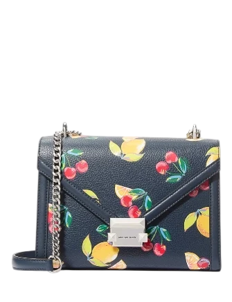 Michael Michael Whitney Medium Sequined Fruit Print Shoulder Bag Navy