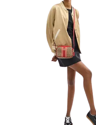 Coach Mini Jamie Camera Bag In Signature Canvas With Stripe