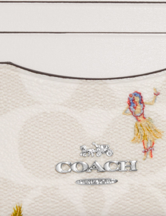 Coach Slim Id Card Case In Signature Canvas With Hula Print