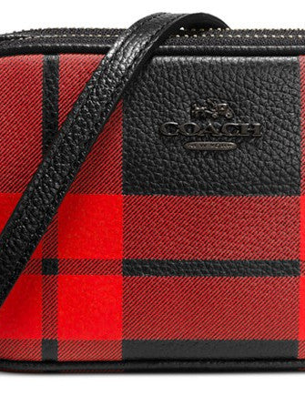 Coach Crossbody Pouch in Plaid Print Leather