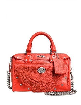 Coach Rhyder Satchel 18 In Shearling and Leather