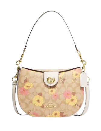 Coach Ella Hobo In Signature Canvas With Floral Cluster Print