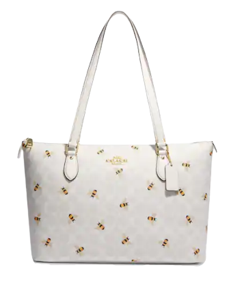 Coach Gallery Tote In Signature Canvas With Bee Print