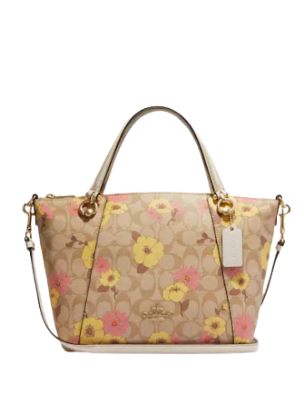 Coach Kacey Satchel In Signature Canvas With Floral Cluster Print