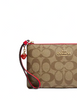 Coach Large Corner Zip Wristlet In Signature Canvas With Strawberry