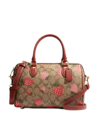 Coach Rowan Satchel In Signature Canvas With Wild Strawberry