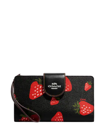 Coach Tech Wallet With Wild Strawberry Print