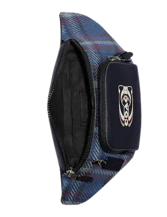 Coach Track Belt Bag With Plaid Print And Coach Stamp | Brixton Baker