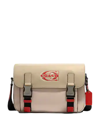 Coach Track Crossbody In Colorblock Signature Canvas With Coach Stamp