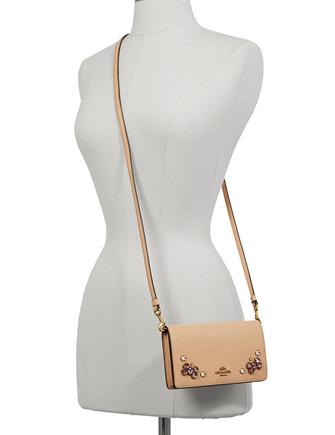 Coach Crystal Applique Slim Phone Crossbody in Refined Leather