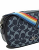 Coach Isla Signature Denim Crossbody With Rainbow Strap