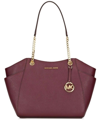 Michael kors Jet Set Travel Large Chain EW Zip Crossbody (Merlot Leather)MK