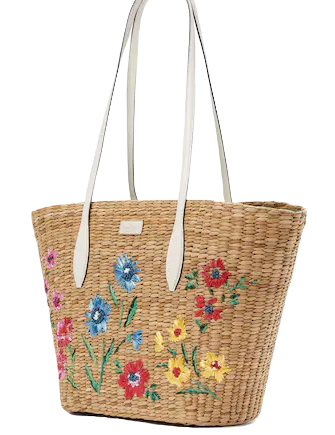 Kate Spade New York Garden Bouquet Embroidered Straw Tote
