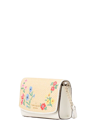 Kate Spade New York Staci Floral Straw Small Flap Crossbody