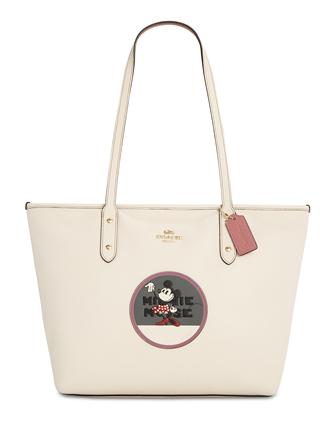 Coach Minnie Motif City Tote in Pebble Leather